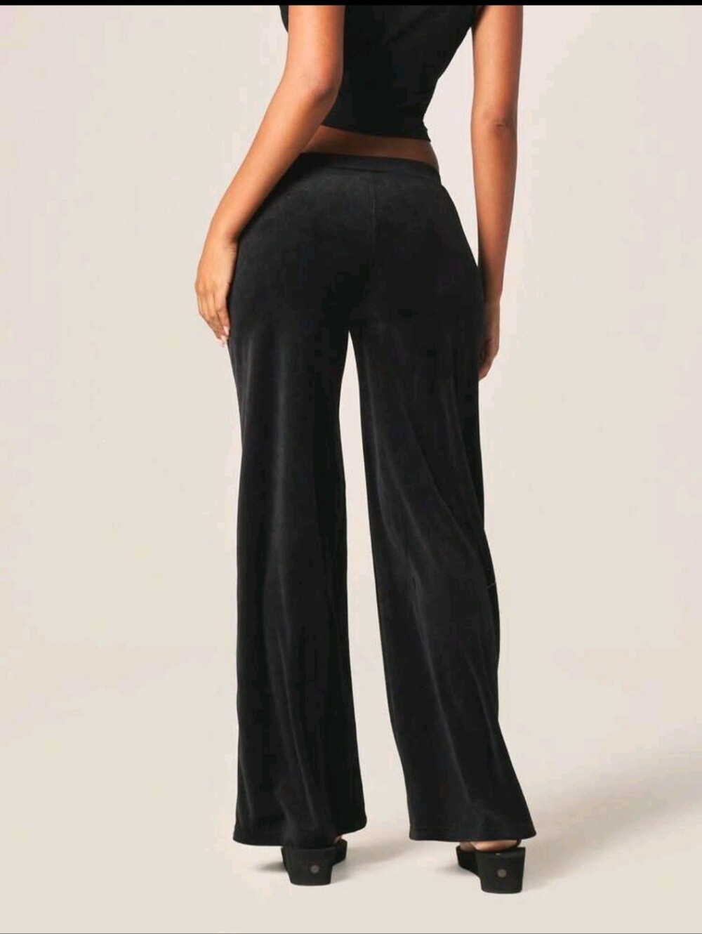 PLAYBOY Black Velour Pants with Red Bunny and Leopard Stripe - Picture 2 of 3